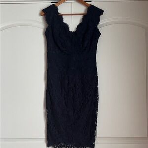 Tadashi Shoji Midnight Lace Midi Dress